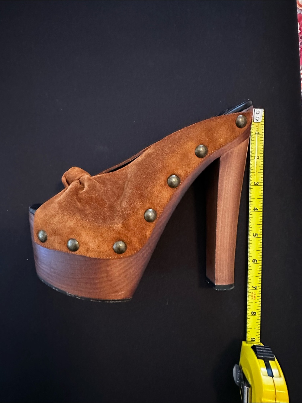 Giuseppe Zanotti Brown Suede Wood-Platform Studded Mule - Picture 13 of 14